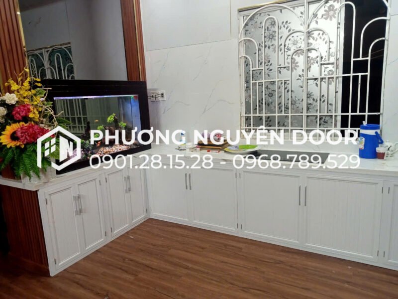 Tủ Bếp Nhôm Kính Đơn Giản